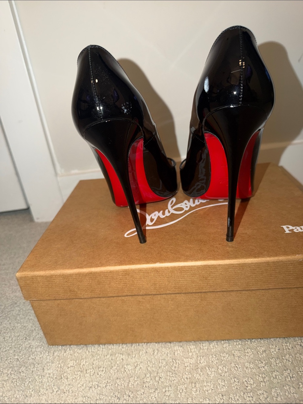 Christian Louboutin Black Patent Leather Pointed-Toe Stiletto Heels - Picture 3 of 10